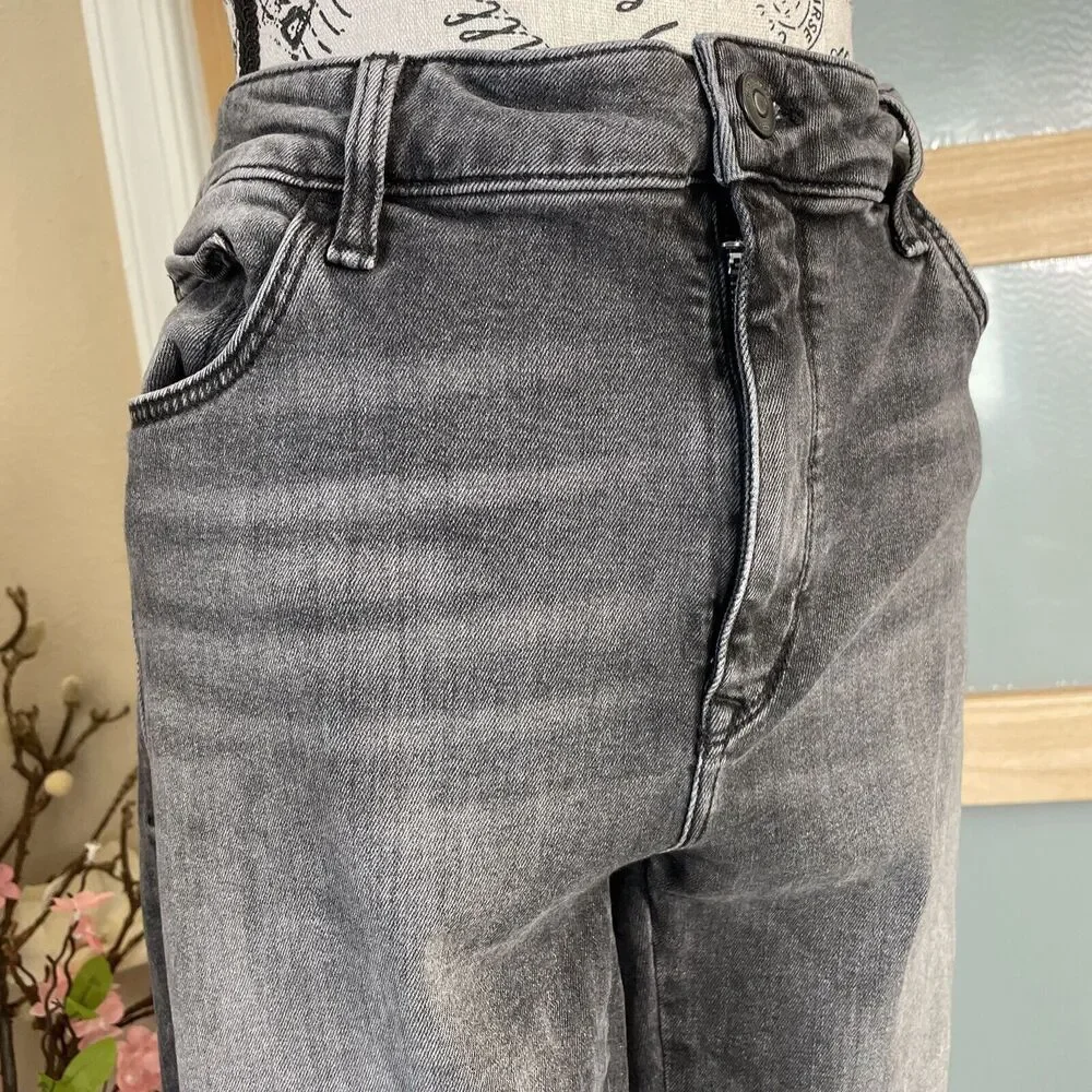 Mavi Women's Jeans Tess High Rise Skinny Leg 32/27 Black Light Wash Fringe Hem